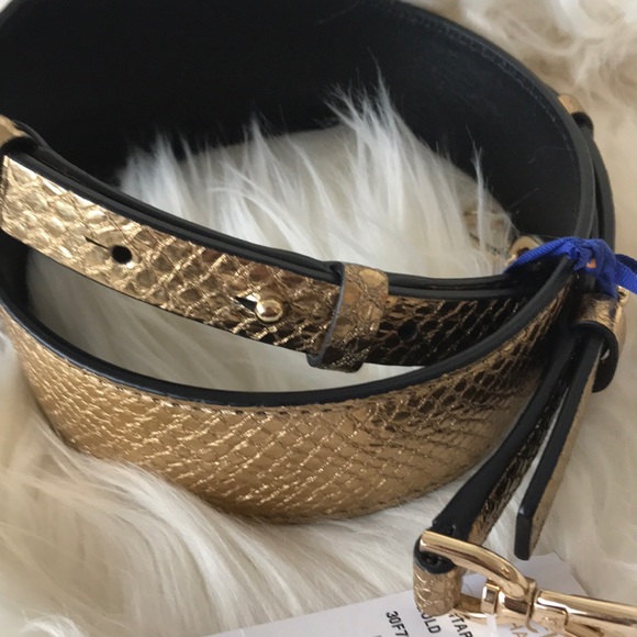 NWT Michael Kors Gold Guitar Strap Snake embossed - Picture 8 of 8